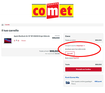 dove inserire il coupon Comet