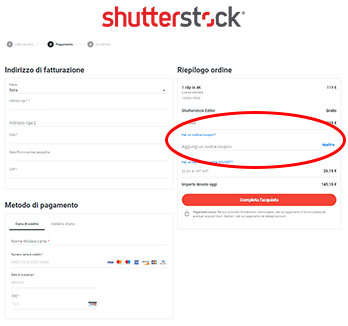 dove inserire il Coupon Shutterstock