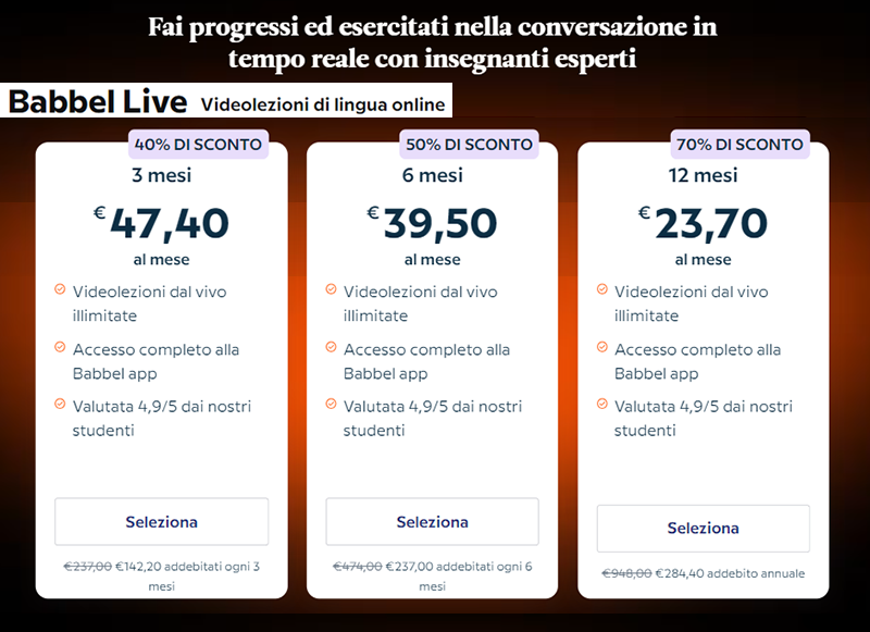abbonamenti scontati Babbel Live Black Friday