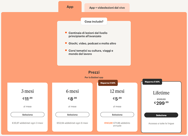 Babbel App scontato