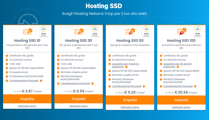 Codice sconto Netsons Hosting SSD