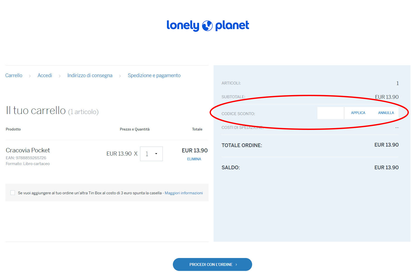 codice sconto Lonely Planet