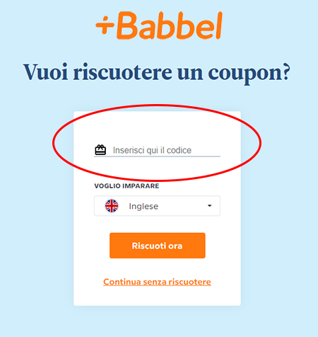 Dove inserire il codice sconto Babbel