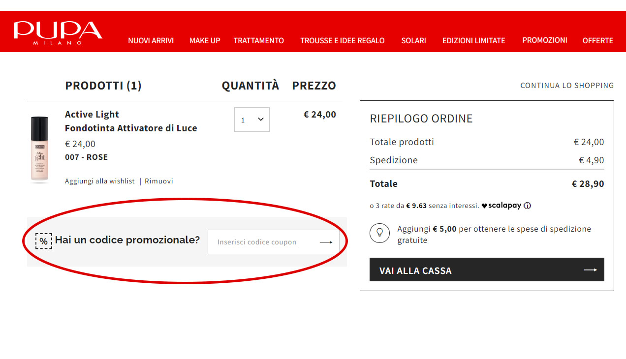 codice promozionale Pupa