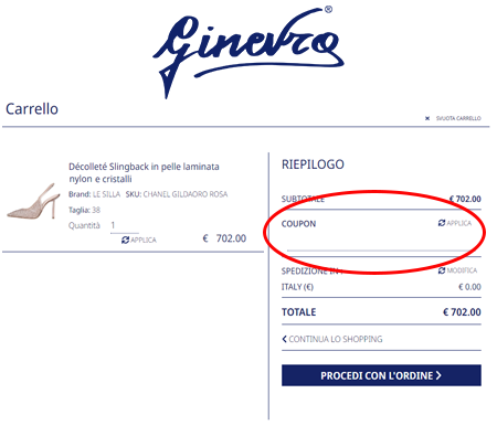 inserire il coupon Ginevra Calzature