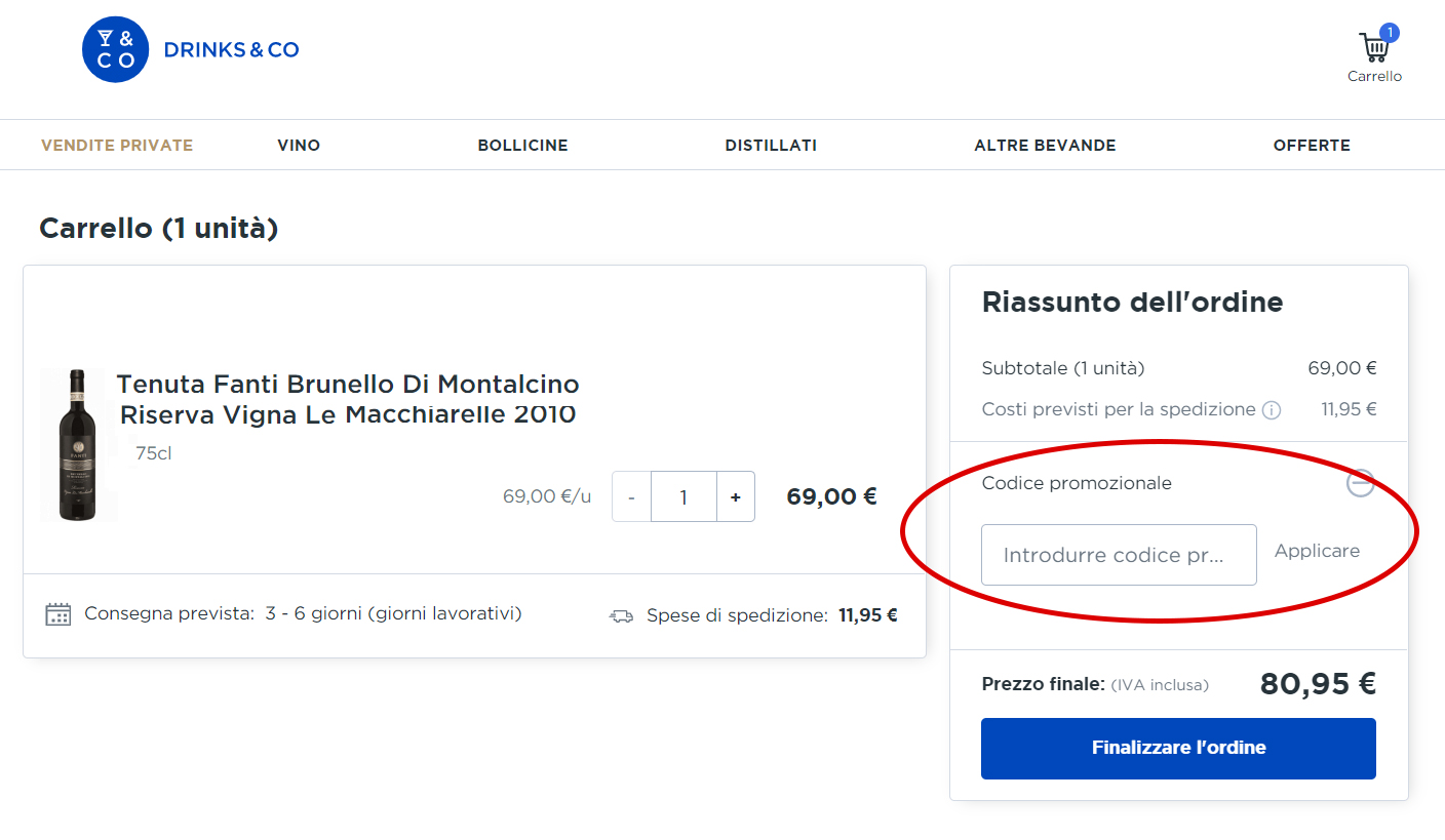 codice promozionale Drinks&Co