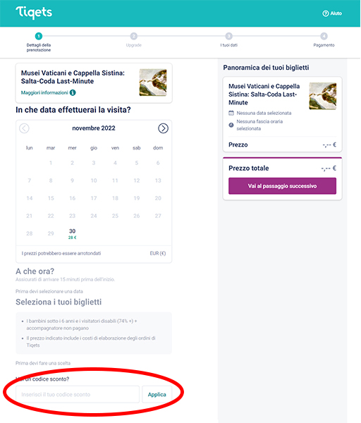 codice sconto Tiqets