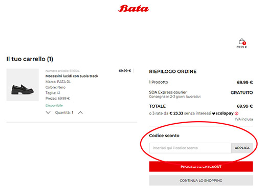 codice sconto Bata