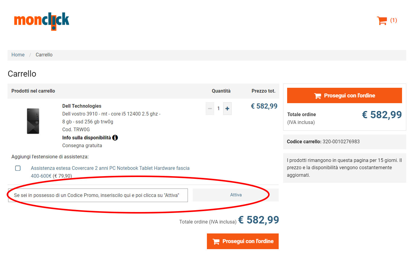 codice promo Monclick