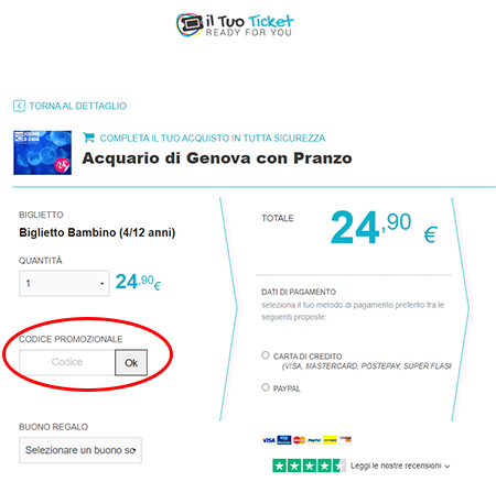 dove inserire il codice sconto IlTuoTicket