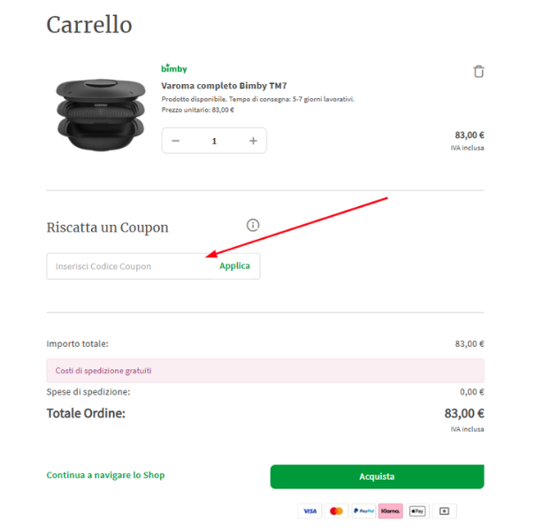 codici sconto Bimby e coupon Folletto dove inserire il codice sconto Bimby e Folletto