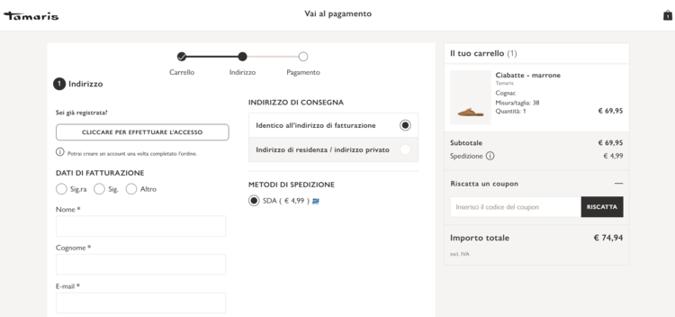 coupon Tamaris dove si inserisce il codice sconto Tamaris