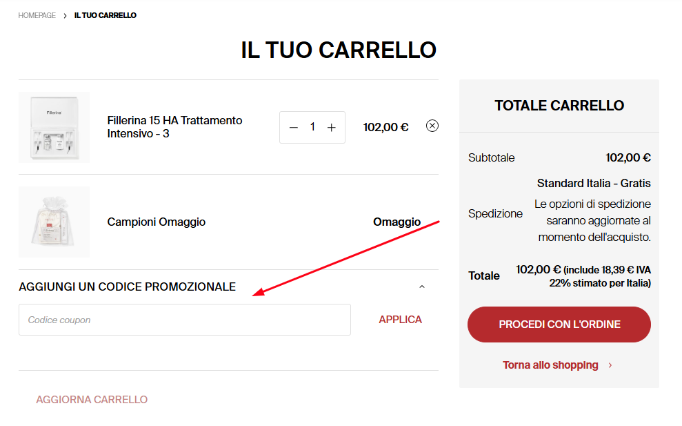 Dove inserire il codice sconto Labo Suisse