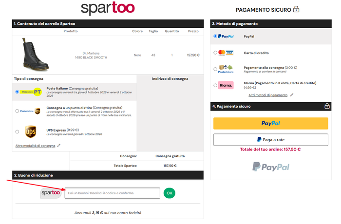 codice sconto Spartoo Come utilizzare un codice sconto Spartoo