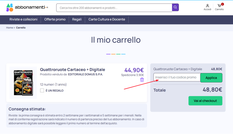 dove inserire il codice sconto Abbonamenti codice sconto Abbonamenti