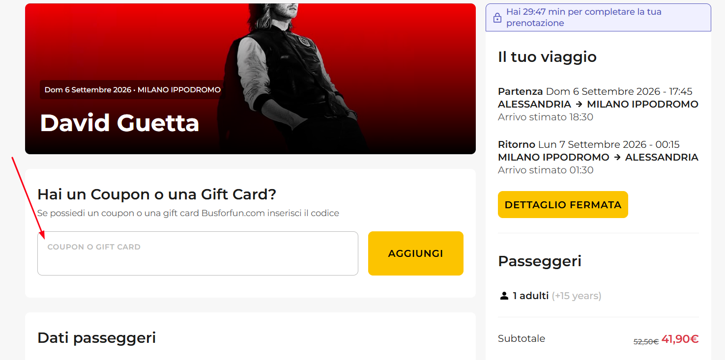 Come usare un codice sconto Busforfun