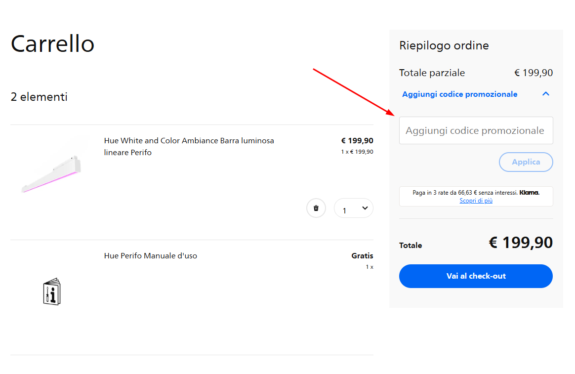 Dove inserire il codice sconto Philips