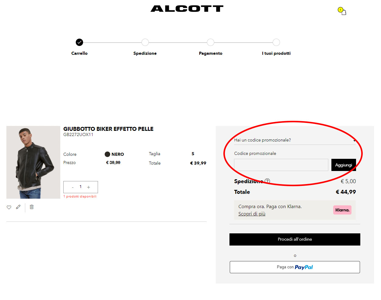 codice sconto Alcott