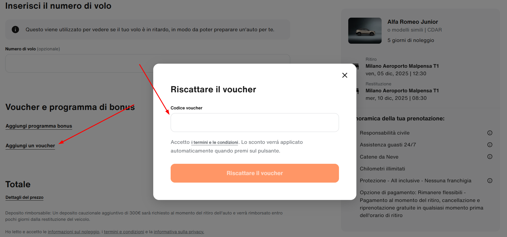 codice sconto SIXT Dove inserire il codice sconto SIXT