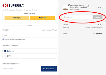 coupon Superga shop online dove inserire il codice sconto Superga