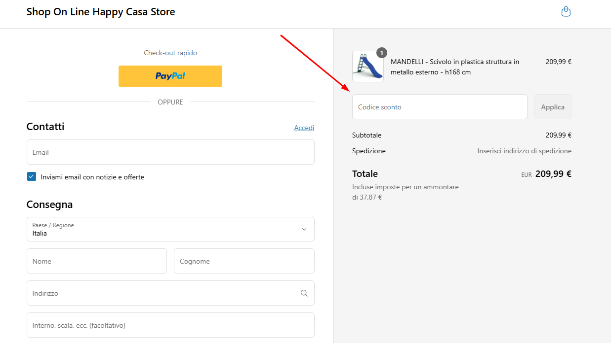 codice sconto Happy Casa Store Dove inserire il codice sconto Happy Casa Store