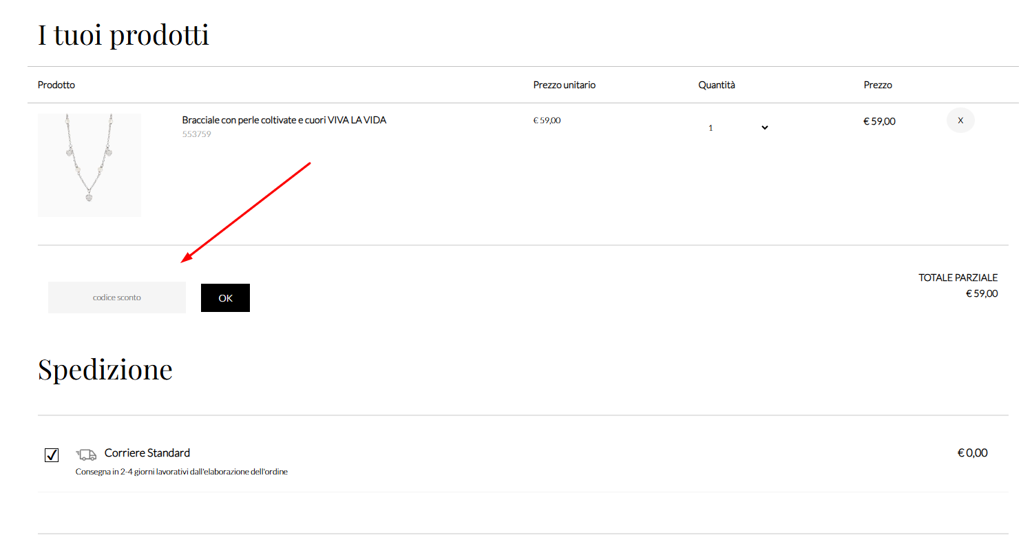 codice sconto Mabina Gioielli