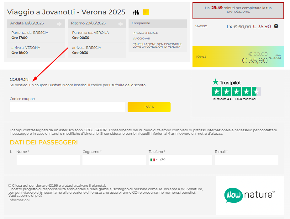 Coupon Busforfun Dove inserire il codice sconto Busforfun