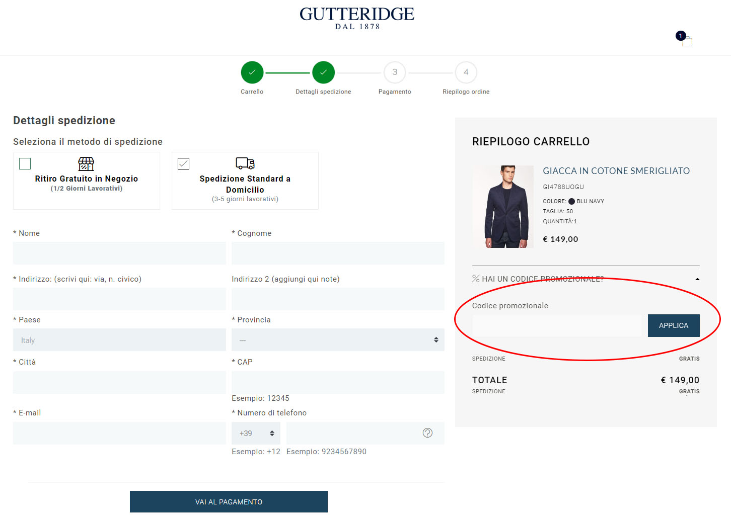 codice sconto Gutteridge