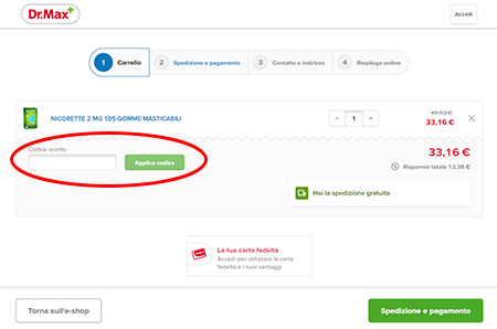 usare un codice sconto Dr Max Dove inserire il codice sconto Dr Max