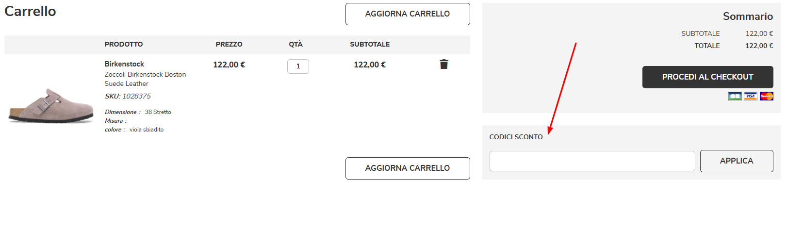 Dove inserire il codice sconto Sneakin