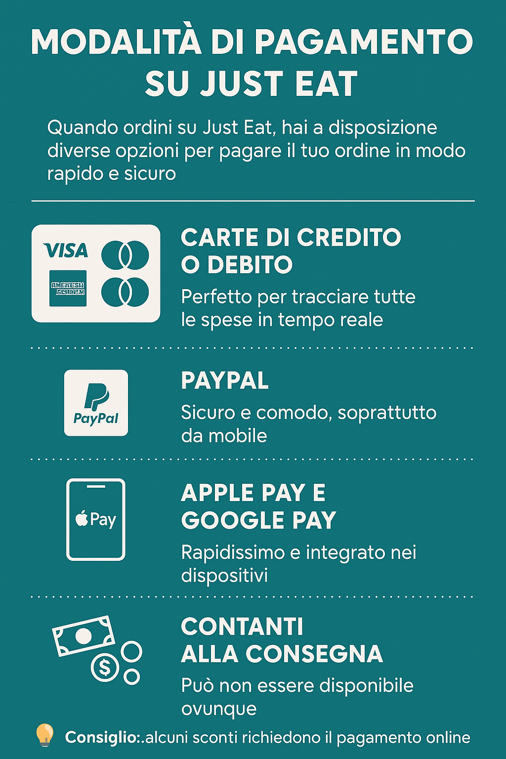 Infografica Metodi di pagamento Just Eat