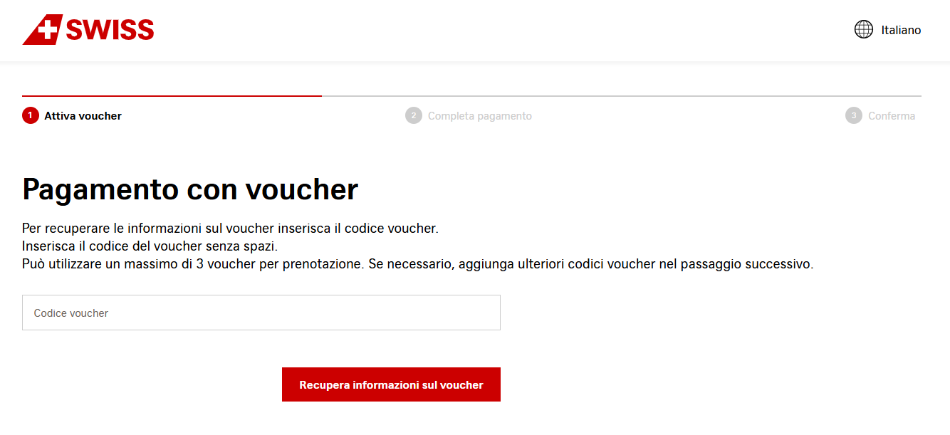 Dove inserire un codice sconto SWISS