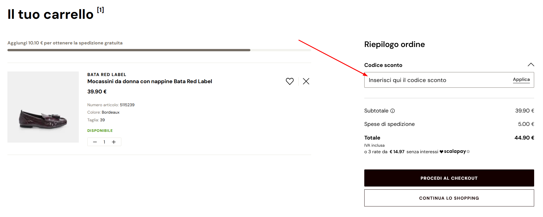 Dove inserire il codice sconto Bata codice sconto Bata