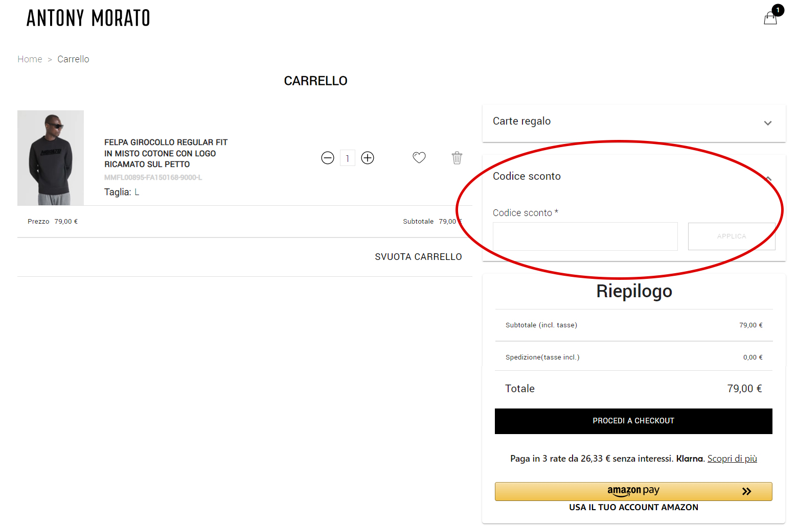 Dove inserire il codice sconto Antony Morato codice sconto Antony Morato