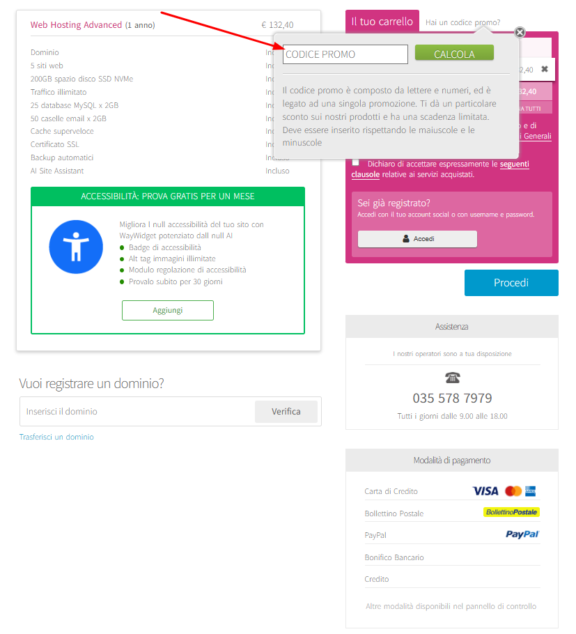 usare un codice promo Register Dove inserire il codice sconto Register
